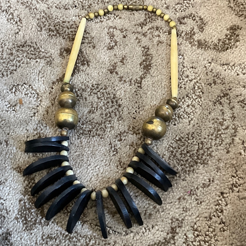Handcrafted Black and Gold Statement Necklace